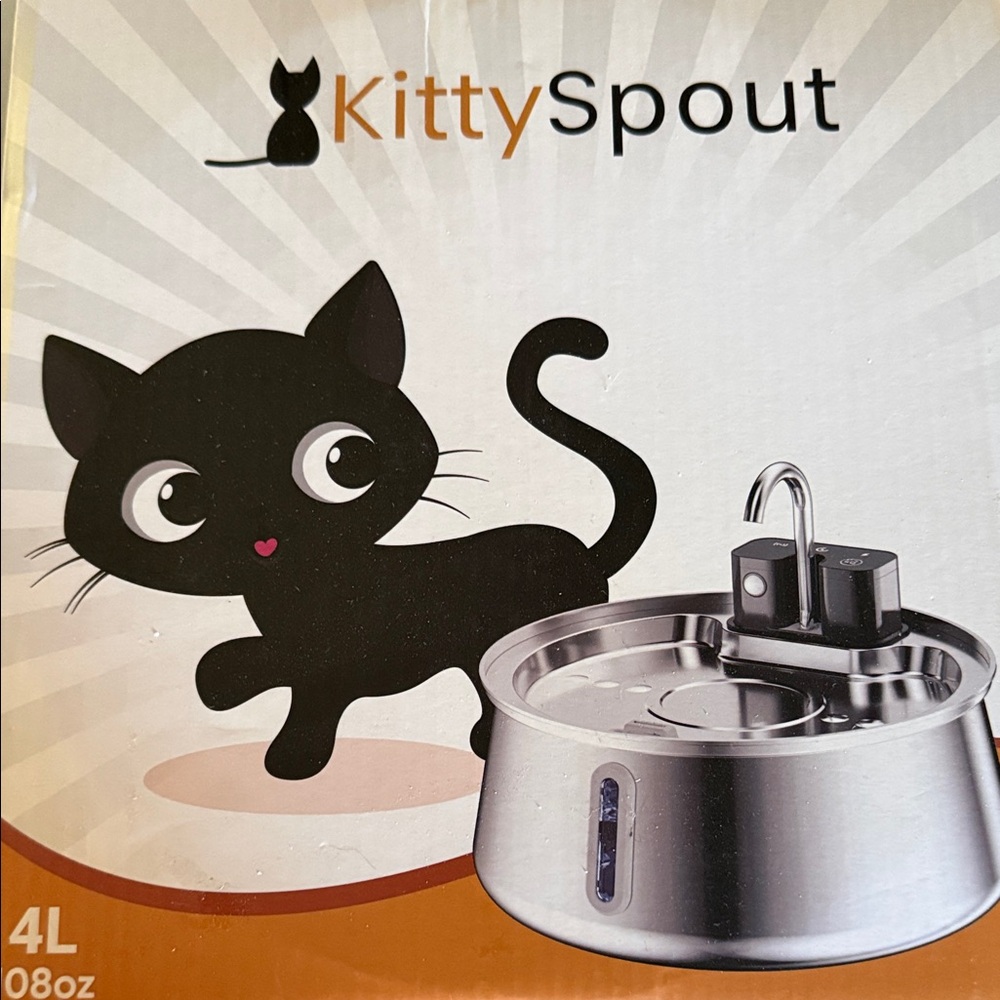 Stainless Steel Cat Fountain - Silver